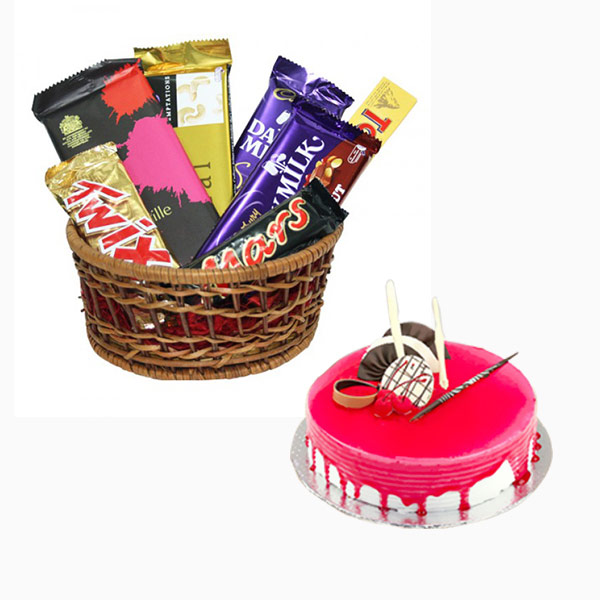 Cake with Chocolate Basket Cake with Chocolate Basket