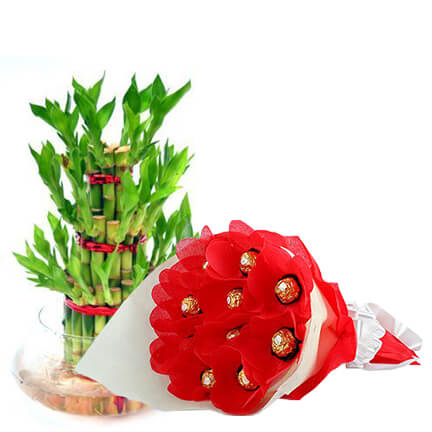 elegant bouquet with bamboo plant