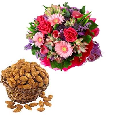 Seasonal Flowers With Almonds Basket