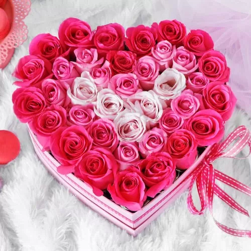 Assorted Roses in Heart Shaped Gift Box