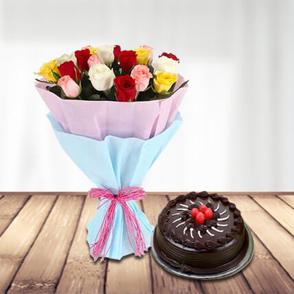 Chocolate Cake and Roses Deluxe