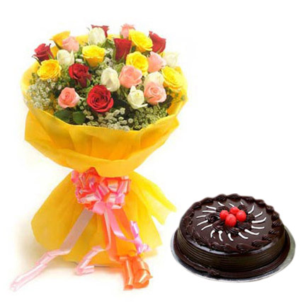 Chocolate Cake and Roses Premium