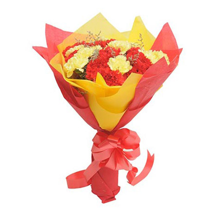 Yellow N Red Carnations