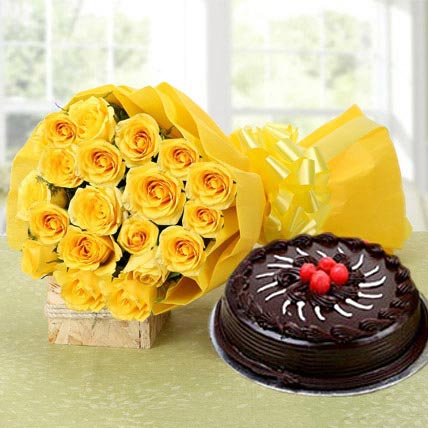 Yellow Roses and Cake Deluxe