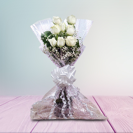 8 white roses for your Valentine
