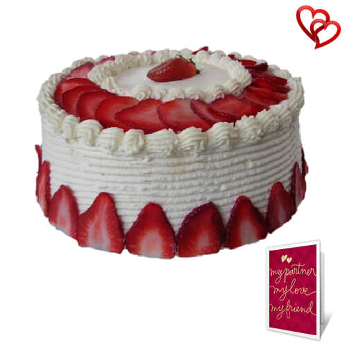 1kg strawberry cake with greeting card