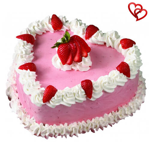 1kg heart shape strawberry cake