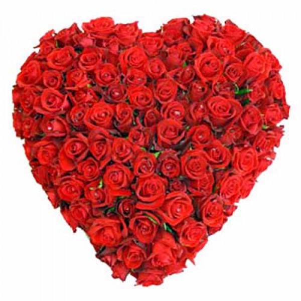 50 Red Roses Heart Shaped Basket