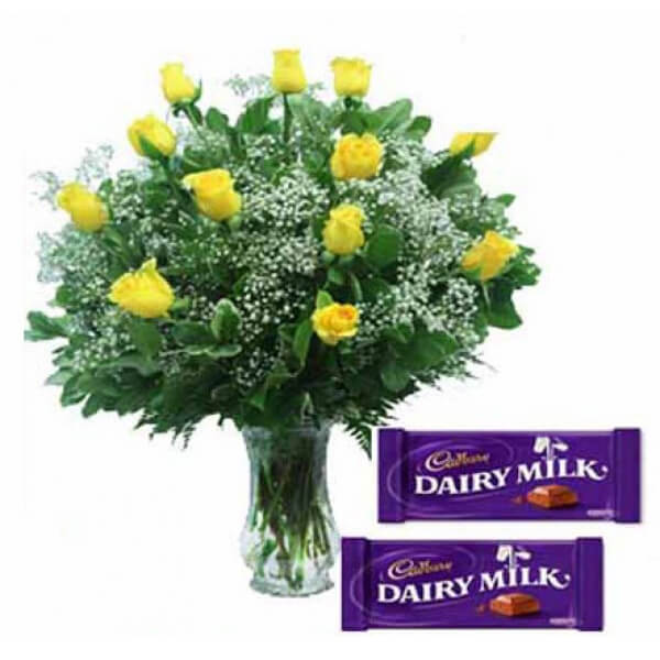 Yellow Roses with Cadbury