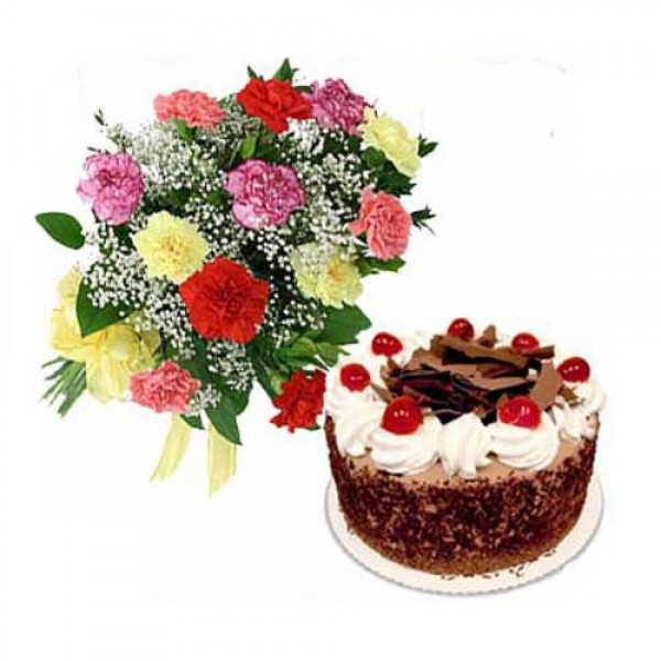 Carnation with Black Forest Cake