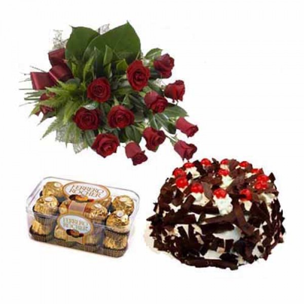 Rose Bunch Choco with Cake